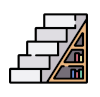 basement stairs with books icon